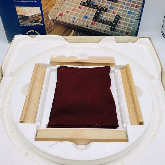 SCRABBLE Deluxe Ed Game Selchow Righter 1987 Turntable VINTAGE *One Tile Missing - Picture 5 of 16